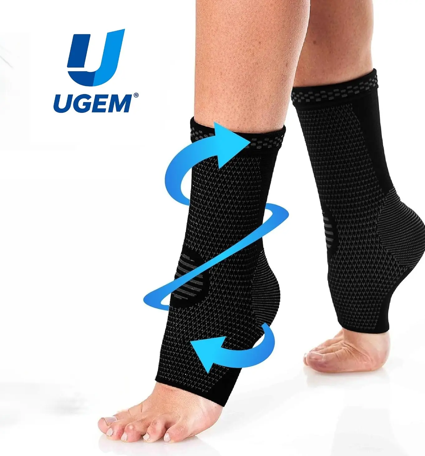UGEM Orthopedic Leg Compression Sleeves - Lightweight & Breathable Brace with Anti-Slip Band for Comfortable Support and Sprain Recovery