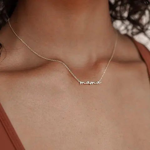Stainless Steel Letter Mama Pendant Necklace, Initial Letter Necklace, Fashion Jewelry for Party, Daily Clothing Decor, Trendy All-match & Exquisite Jewelry for Birthday Gift, Casual Trendy Jewelry