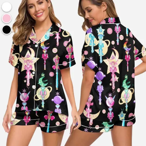 Moon Princess Sailor Guardians Wand Latin Pajama Set For Women, Matching Pajamas for Latin PJ Set Printing, Ideal for Sleepwear & Loungewear