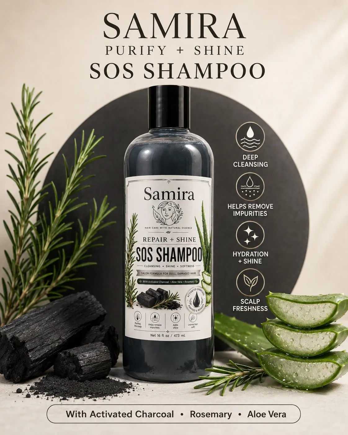 SAMIRA SOS PURIFY + SHINE carbon- romero- aloe