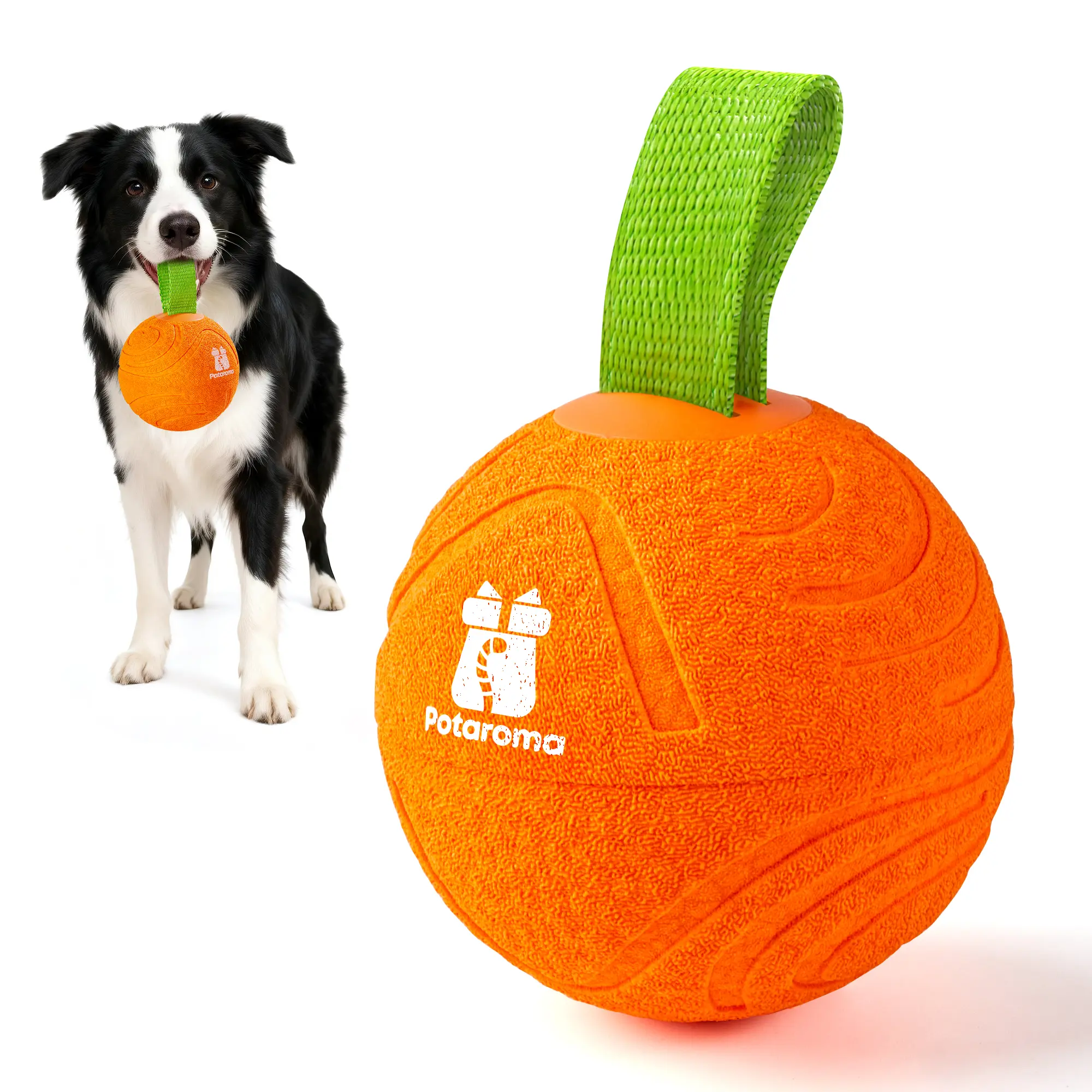 Potaroma Automatic Bouncing Dog Ball, Rope Design Interactive Pet Toy, 3 Mode Motion Activated E-TPU Ball, USB Rechargeable Durable Dog Toys 3.2 Inches for Large & Medium Dogs