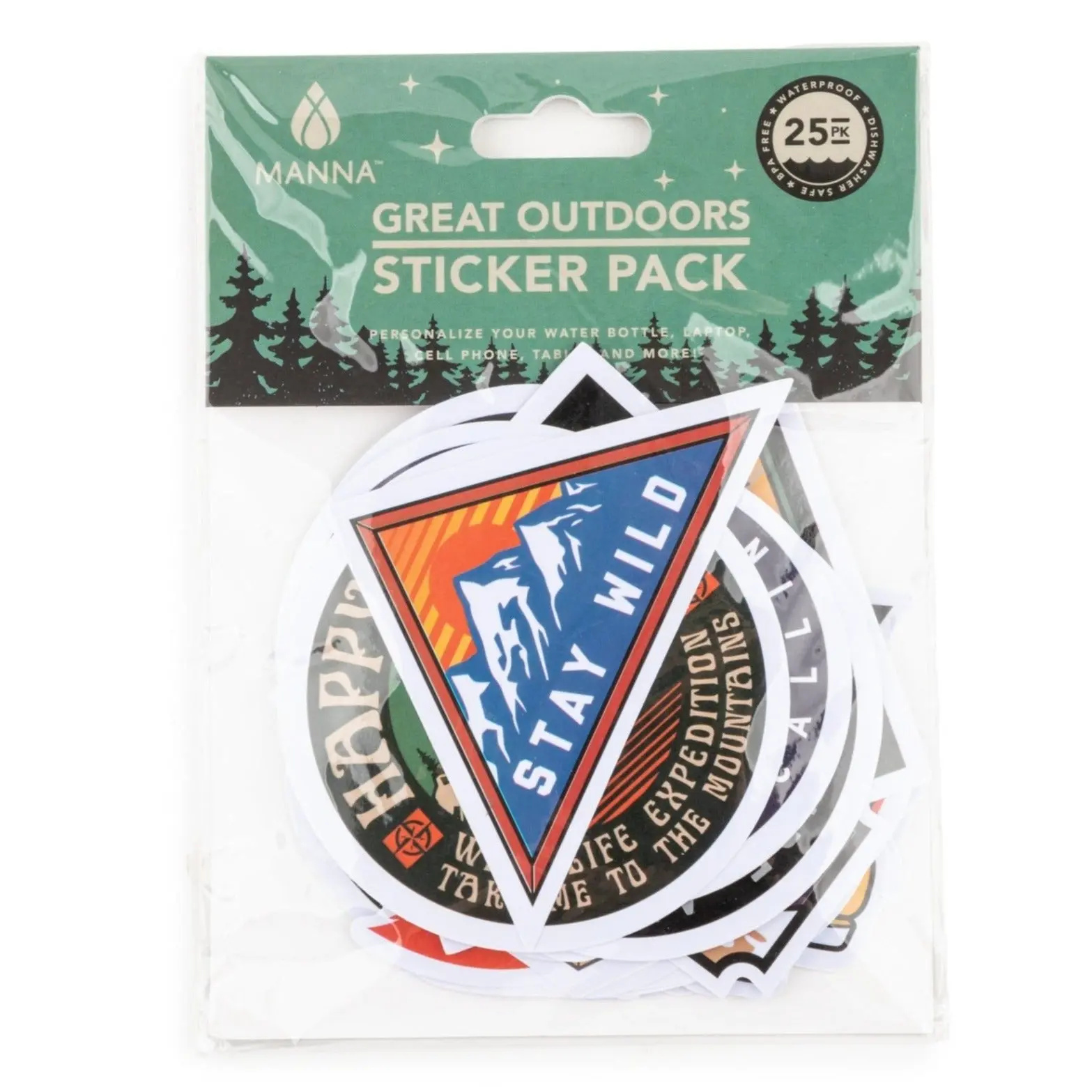 DIY Sticker Pack - "Great Outdoors" Themed Colorful Die-Cut Adhesive Sentiment Stickers for Scrapbooking, DIY Projects, Colorful Stickers Stickers