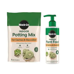 Cactus Starter Bundle  | Complete Succulent Care Kit - Indoor Potting Mix and Plant Food for Cactus & Succulents