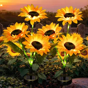 【SummerVibes】GIGALUMI Solar Garden Lights Artificial Sunflowers, LED Garden Decor Carefree Sunflower Solar Lights Outdoor Yard Decorations Outdoor, Everlasting Sunflower Decor Gift for Yard Patio