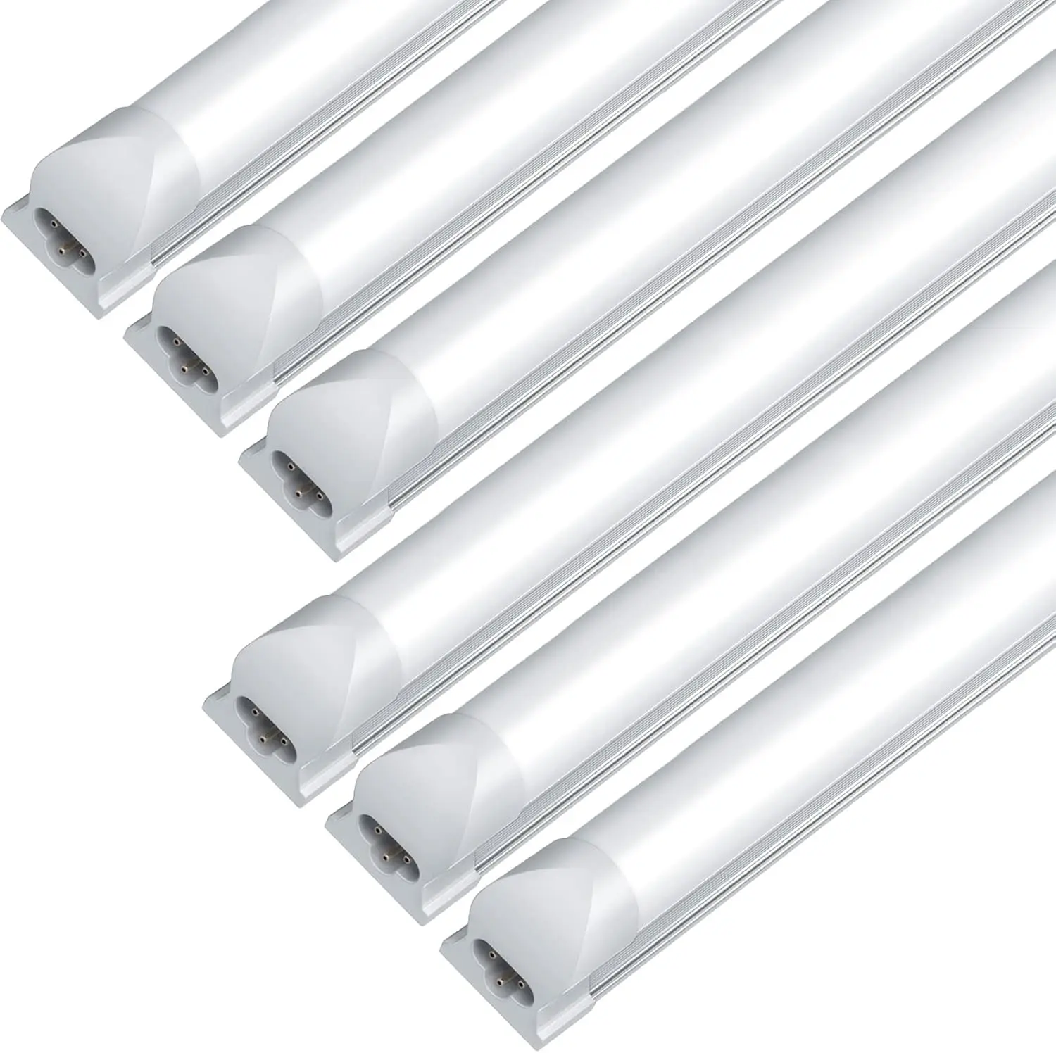 JESLED 6Pcs 8FT LED Shop Lights 72W 6500K Frosted Milky Cover with Integrated LED Light Fixture for Garage, Workshop, and Workbench