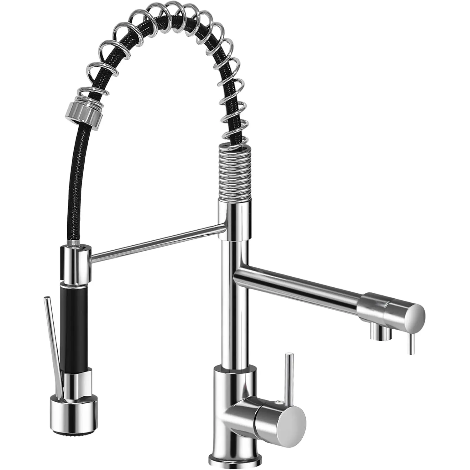 Kitchen Faucet with Pull-Down Spray Head, High Arc Faucet, Pull Out Faucet, Stainless Steel Single Handle Cold Hot Dual Control Spring Tap, Ideal for Kitchen RV Camper Laundry Room, Kitchen Faucets with Pull Down Sprayer
