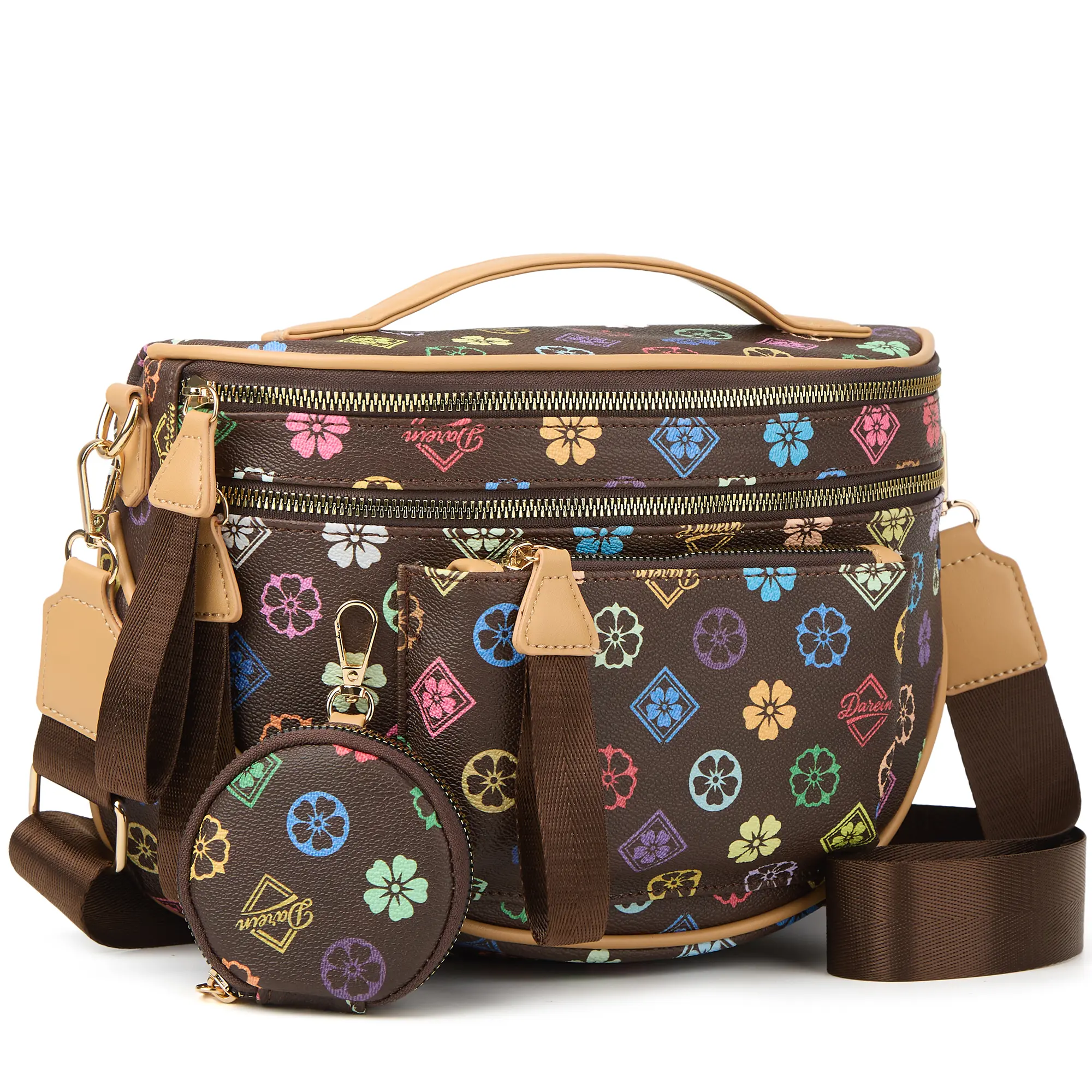 Women's Vibrant Checkered PU Leather Crossbody Bag - Spacious, Adjustable, Casual Handbag with Bum Bag Design for Women