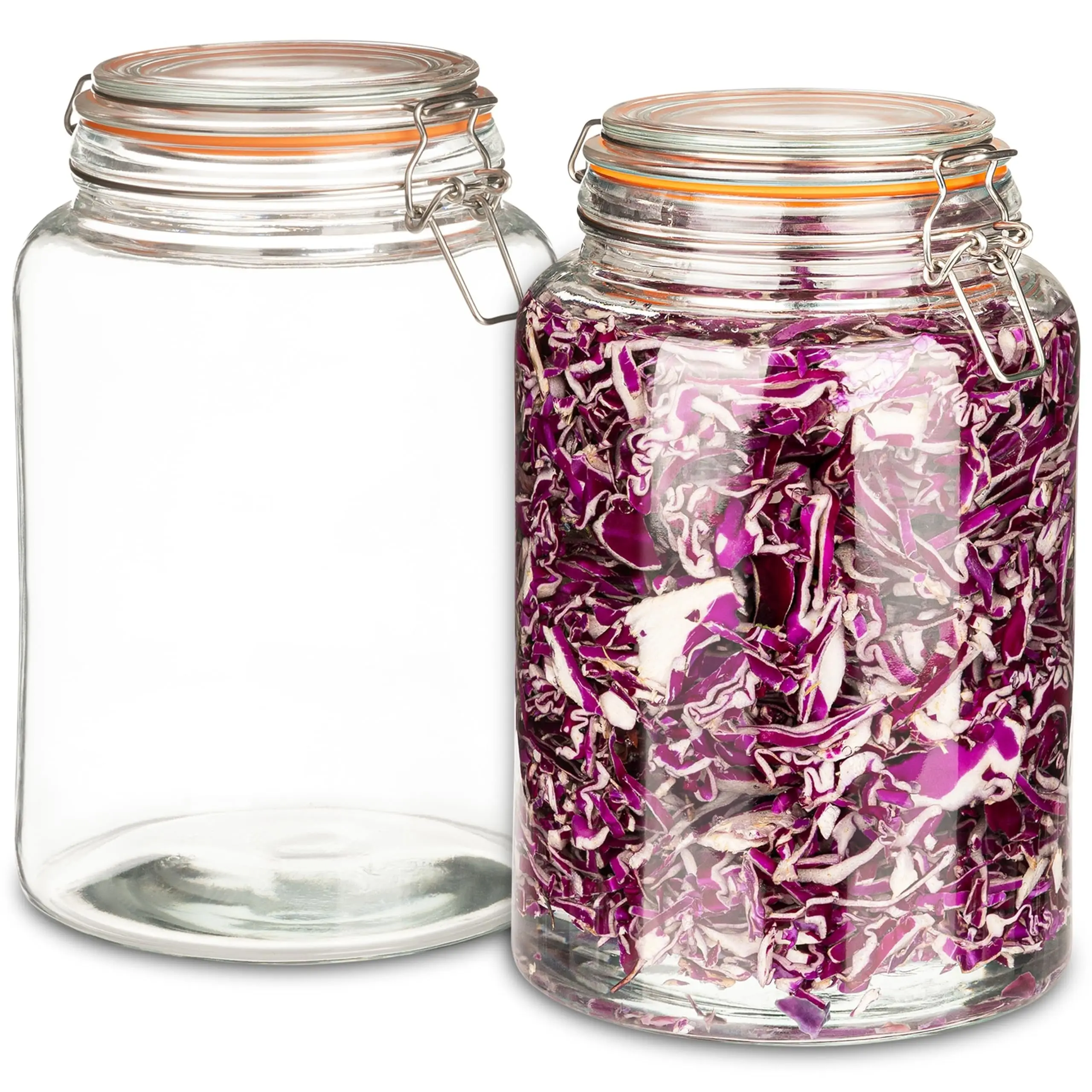 2-Pack 1 Gallon Glass Storage Jars with Hinged Locking Lids, Extra-Wide Mouth Airtight Containers for Pickling, Canning, Flour, Sugar and Pantry Storage