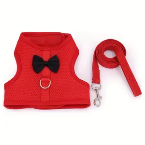 One Set of Solid Color Fashion Rabbit Harness for Outing and Rabbit Leash to Prevent Loss