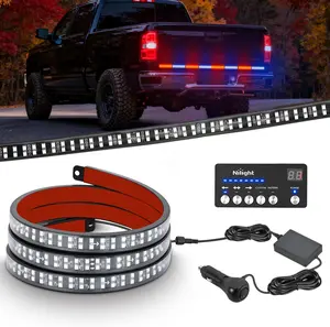 Nilight 60 Inch Strobe Light Strips with Controller, 384LED Flashing Safety Rear Window Tailgate Lights for Truck Trailer Construction Plow Pickup Tow SUV Vehicles, Red Blue