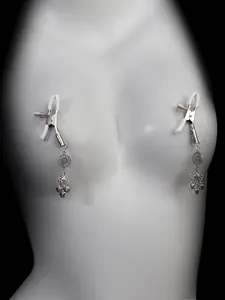 Sexy Adjustable Dreamcatcher Nipple Clamps with Bell Pendant, Weight-Bearing Breast Chain, Erotic Lingerie for Women