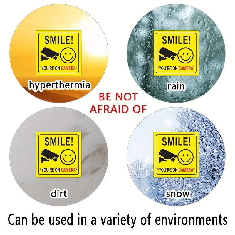 Smile Alert Stickers, Video Surveillance Warning Decals, &, Home, Business, Yard, Driveway Security, Camera Stickers, Smiley Face Stickers, Funny Stickers, Adhesive Decals, Includes Sticker