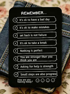A heartwarming and inspiring wallet card featuring a self-care theme, designed to lift your spirits. Simple, trendy, and durable, it makes a perfect inspirational gift for anniversaries, Valentine’s Day, or for family, friends, and loved ones.