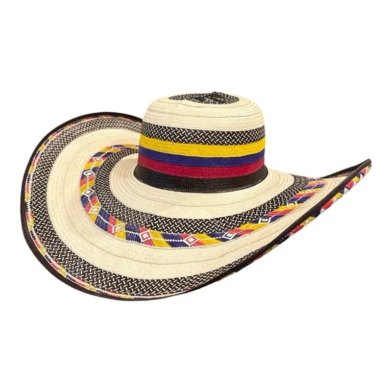 Premium Colombian Sombrero Vueltiao 23 Turns – Handmade Fine Weave Artisan Hat | Classic Tricolor