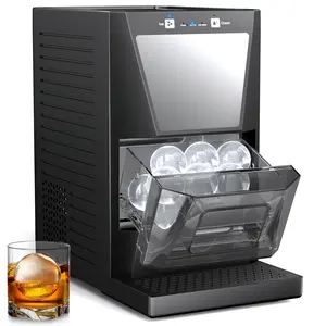 Sphere Ice Machine, 36 pcs/Day, 2 pcs/40 mins, Clear Ball Ice Maker with Ice Tong & Self-Clean, Quiet Home/Bar/Party Ice for Whiskey Bourbon Parties