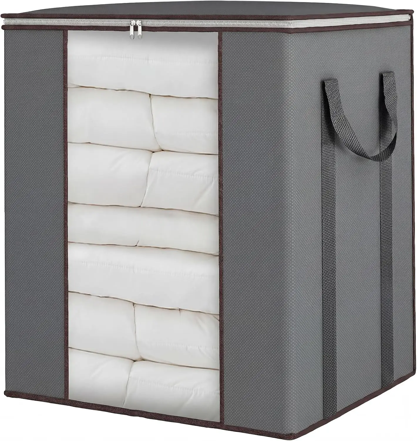 Extra Large Blanket Storage Bags 120L Comforter Storage Bags with Reinforced Handles Breathable Clothes Storage Containers for King Comforter Bedding Pillow Sheet Grey