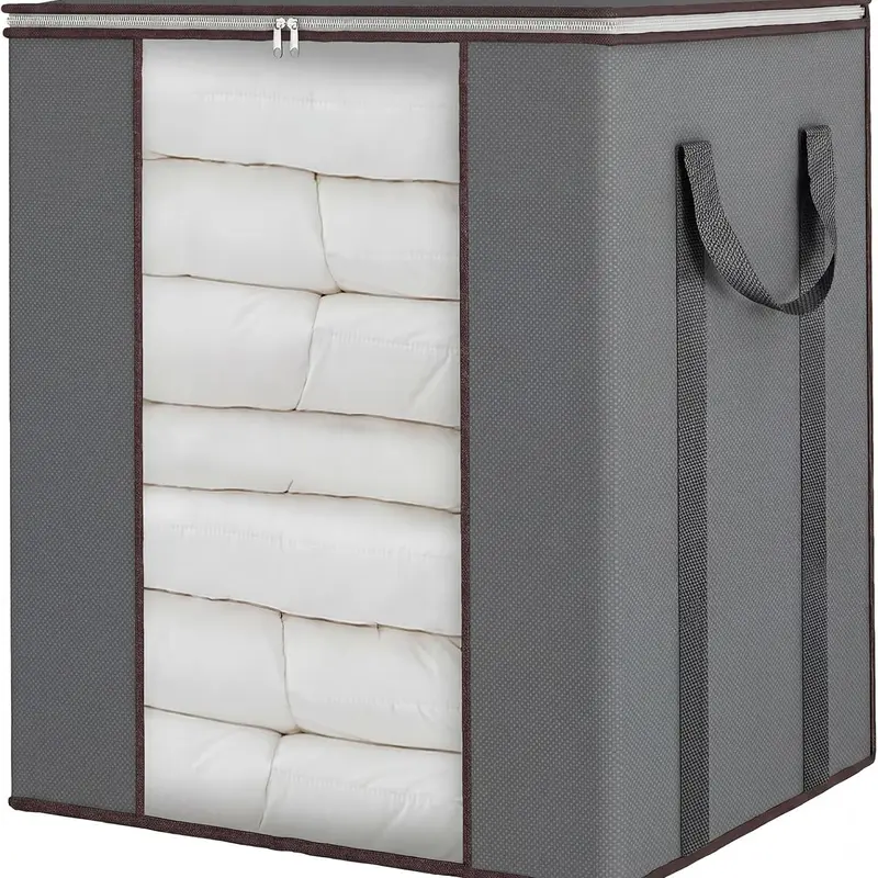 Extra Large Blanket Storage Bags 120L Comforter Storage Bags with Reinforced Handles Breathable Clothes Storage Containers for King Comforter Bedding Pillow Sheet Grey