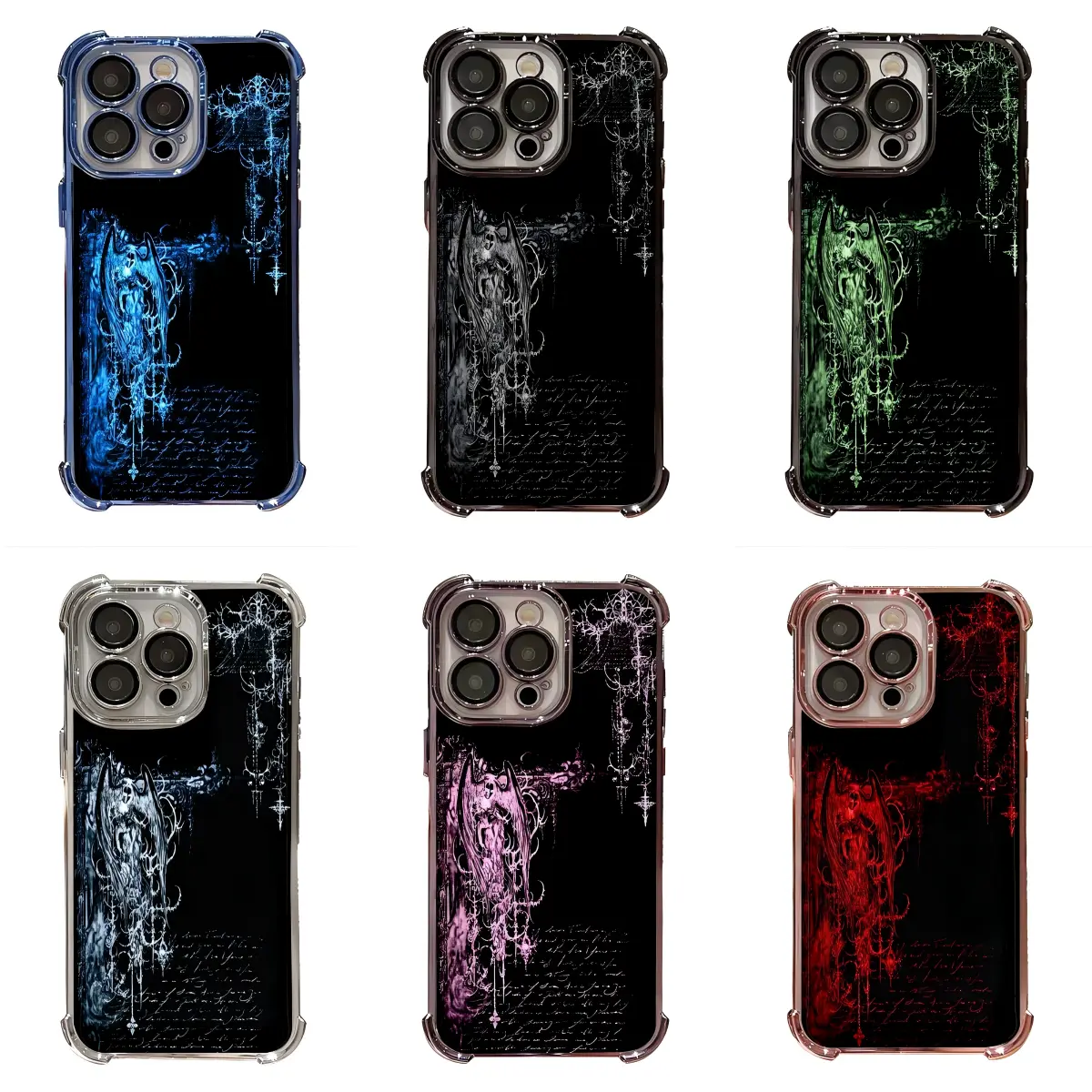 Gothic Fallen Angel Metallic Electroplated Durable Airbag Shockproof Smartphone Case - Dark Vintage Victorian Art Design, Trendy Mobile Phone Accessory for iPhone 11-17, Samsung Galaxy S21-S26 Series, Cellphone, Casing