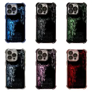 Gothic Fallen Angel Electroplated Airbag Shockproof Phone Case Dark Victorian Art Compatible with iPhone 11, 12, 13, 14, 15, 16, 17 Series, Samsung Galaxy S21, S22, S23, S24, S25, S26,Trendy and Protective Case for Every Style