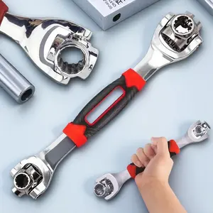 52-in-1 Multifunctional Adjustable Socket Wrench Ratchet Set, Essential Auto Repair Tool Kit for Home Use, Made of High-Carbon Chrome-Vanadium Steel with Cold Forging Process & Anti-Slip Grip, Quick Reversing Design, Universal Wrench Mechanical Accessory