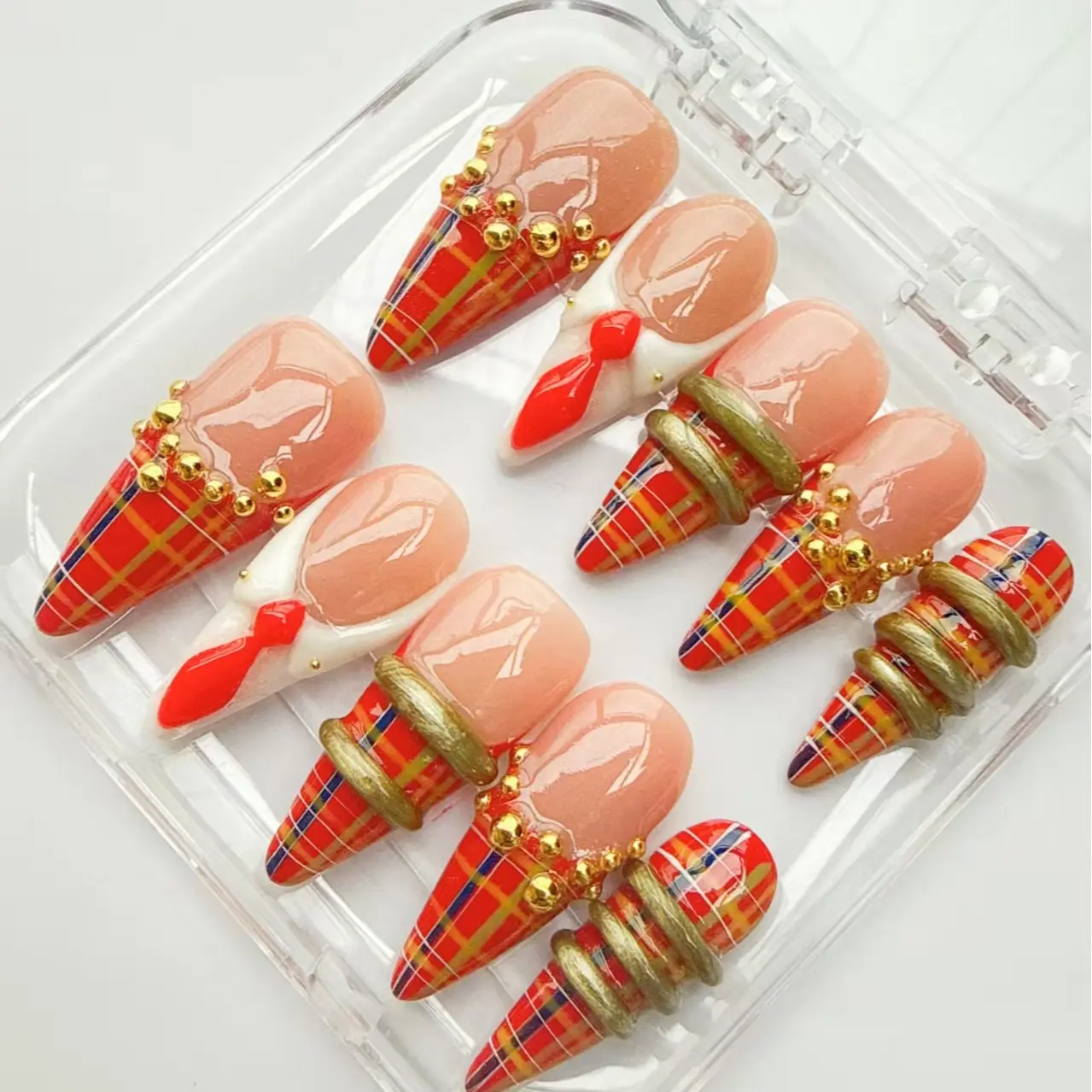 Jmnails Stiletto 10 Pcs Handmade Acrylic Press-On Nails Kit - Glitter Decorative Nails with Rhinestone Glue, Glitter Glue & Luxury Party Nailcare Extras (Beauty & Personal Care), Rhinestones, Handmade Press On Nails