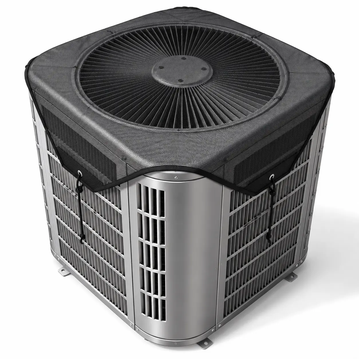 All-Season 28×28 Inch Air Conditioner Mesh Cover, Outdoor Condenser Protector Against Leaves & Animals machine external unit outside adjustable buckle strap cold design breathable top  detachable Net Universal household dustproof resistant use