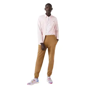 Men's Lacoste Organic Cotton Fabric Sweatpants - Ribbed, Embroidered, Stylish, Tapered Sports Bottoms for Sports & Outdoor Use