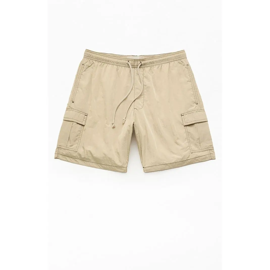 Pacsun Men's Green Baggy Cargo Crinkle 8" Swim Trunks