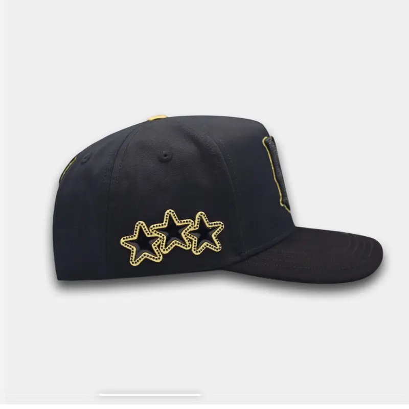 AMR Gold Baseball Cap with Embroidered Stars and Gold Trim for Men and Women