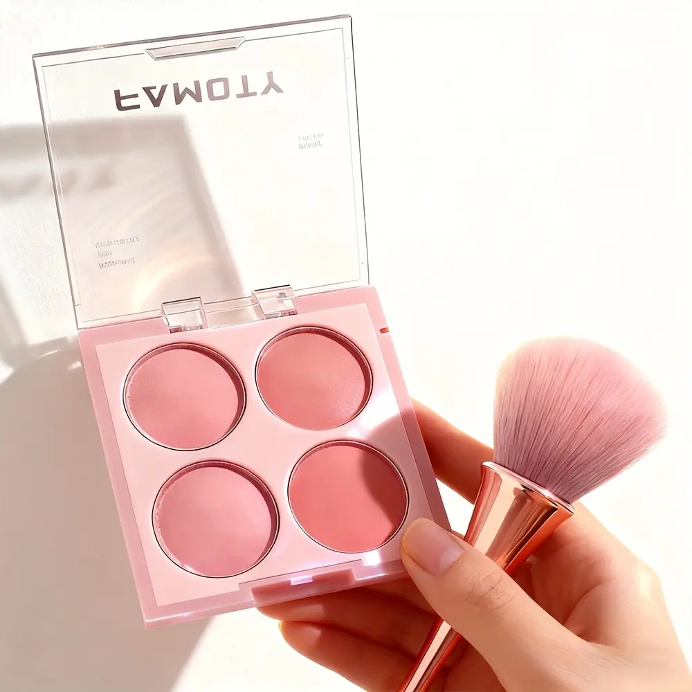 4Color Dusty Rose Blushes With brush Set Easy To Apply Highlighter Cream Rouge Long Lasting Matte Facial Makeup Waterproof Smdgeproof Sweatproof Cosmetic Summeressentials