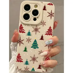1PC TPU Shockproof Smartphone Casing, Christmas Print Anti-Drop Protection Cover for Cellphones, Mobile Phone Accessories Compatible with iPhone 15/15 Pro Max/14/13/12/11/7/8/XS/11 Pro,summerwins