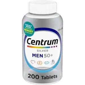 Centrum Silver Men's 50+ Multivitamin Supplements with Vitamin D3, B-Vitamins, Zinc for Memory & Cognition - 200 Tablets