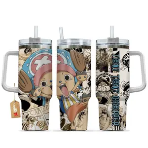 [Sip40 Otaku] Tony Tony Chopper Cotton Candy 40oz Handle Tumbler – Kawaii Anime Stainless Steel Travel Mug, Double Wall Vacuum Insulated Cup, Cute Otaku Drinkware, Large Iced Coffee Tumbler, Manga Lover Gift, Gaming Fan Merchandise