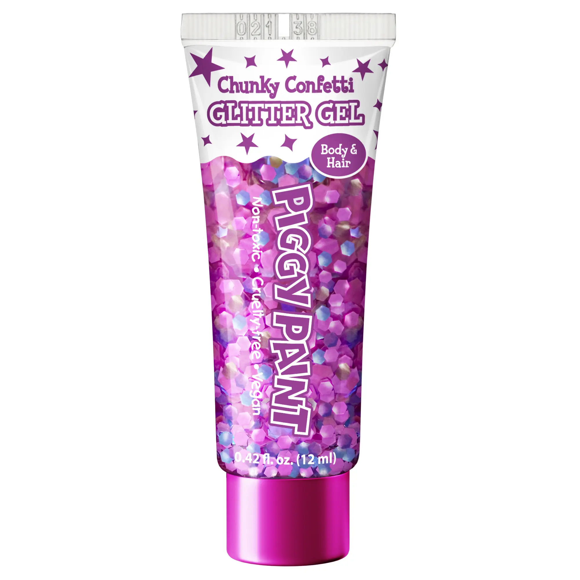 Piggy Paint Chunky Confetti Glitter Gel Neon Purple for Face Body & Hair - Long Lasting Non Toxic Cruelty Free Vegan Formula