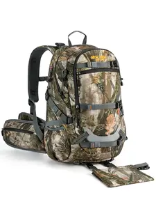 NEW VIEW 35L Camo Backpack for Outdoor, 600D Durable 2100cu Daypack with Rain Cover