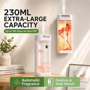 Nimin Preserved Flower Aroma Diffuser 230ml Extra-Large Capacity Rechargeable Wall Mount & Desktop Essential Oil Scent Machine with 4 Adjustable Intensity Levels for Home Bedroom Bathroom Office Hotel Commercial Use