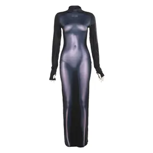 3D Body Print Long Sleeve Slim Bodycon Dress
