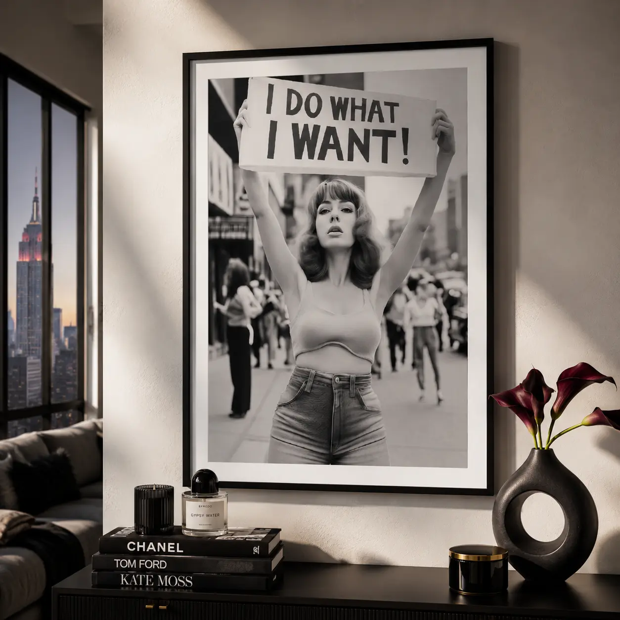 Vintage Woman Protest Print, Black and White Print - I Do What I Want Wall Art - Feminist Print - Vintage Wall Decor, Water Proof,Canvas Poster Wall Decor, Room Decorations, Funky Home Decor,anime wall art,bedroom canvas poster