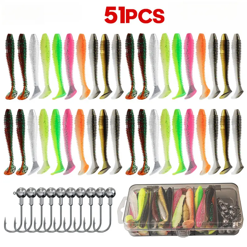 Soft Fishing Lures with Hook, Spiral Ribbed Paddle Tail Baits with Weighted Anti-Snag Jig Head for Saltwater & Freshwater Bass, Artificial Lures, Durable Fishing Gear, Lure With Hook, Angling Supplies, Artificial Fishing Lure, Soft Plastic