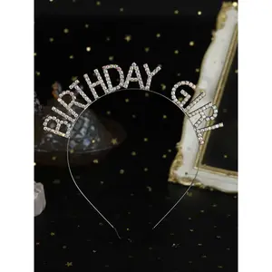 1 Piece Rhinestones Decor Hair Hoop, Bling Hair Headband, Letter Design Headband for Women & Girls, Fashion Hair Accessories For Party, Daily Clothing Decor