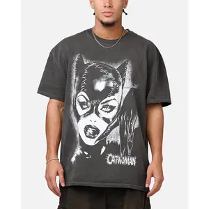 73Studio X DC Batman Catwoman Heavyweight T-Shirt Black Wash