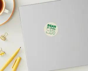 Cream Retro Trend Style QR Code Circle Stickers for Food Scan-to-Order and Scan-to-Pay, Office Stationery Labels