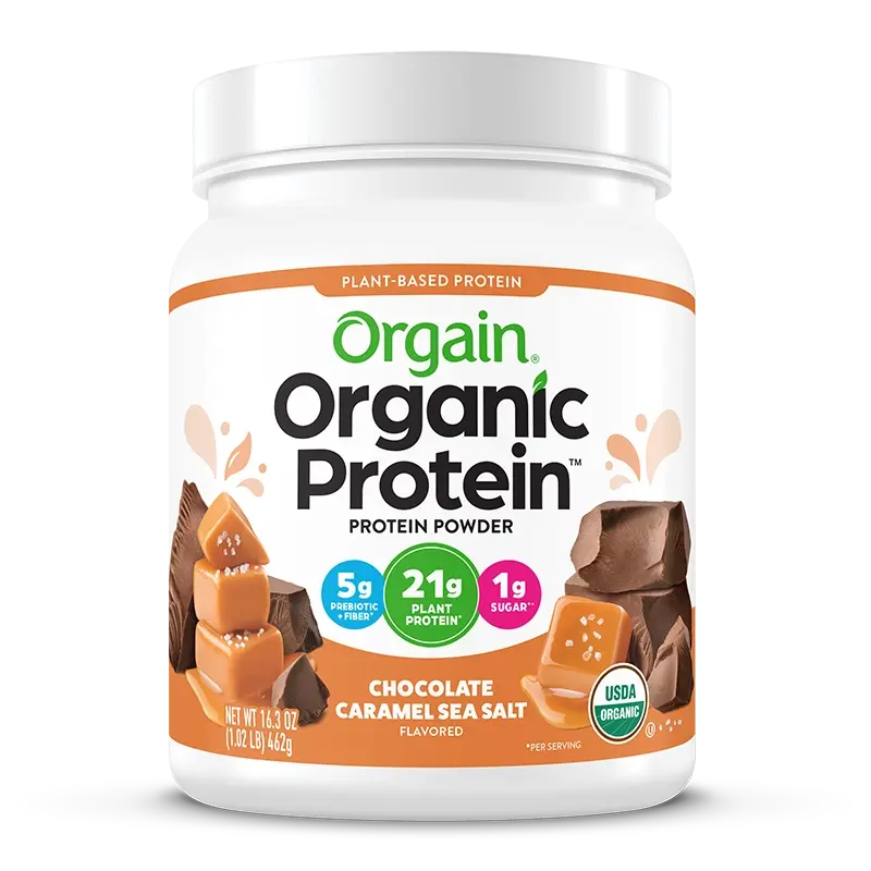 Orgain Organic Protein Plant Based Protein Powder Chocolate Caramel Sea Salt 21g Plant Protein 1g Sugar Gluten Free Vegan Friendly USDA Organic