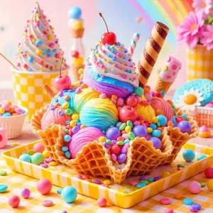 5D DIY Full Drill Round Diamond Painting - Diamond Painting Kit Colorful Ice Cream Mosaic Canvas DIY Wall Art, Home Wall Decoration, Suitable for Halloween, Christmas, Birthday, and Anniversary Gifts