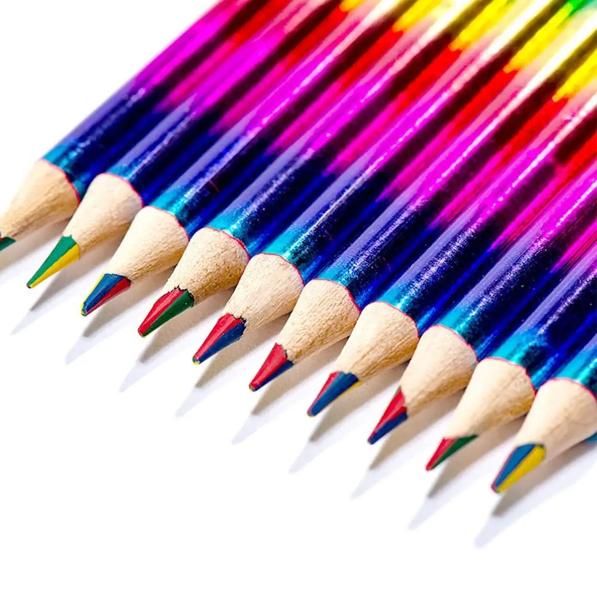 Wooden Colored Pencil, 5 Counts/set 4 in 1 Color Combination Pencil for Sketching, Doodling, Coloring, Painting, Artistic Creation, School Stationery