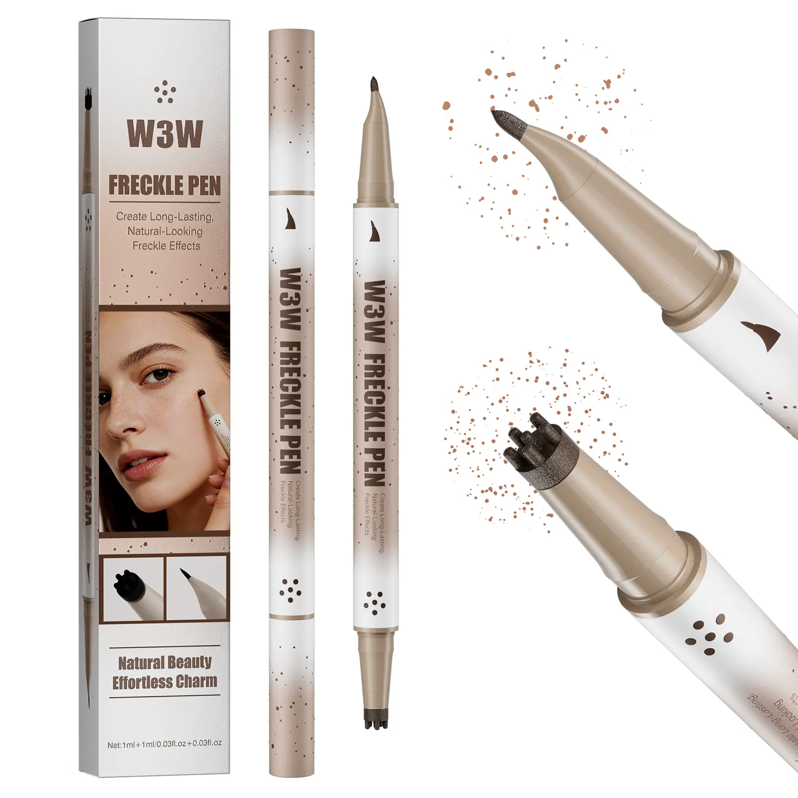 SunKissed Freckle Pen Waterproof Long Lasting | 2-in-1 Dual Tip Faux Freckles Makeup Pen for Natural Freckles, Beauty Marks & Brows
