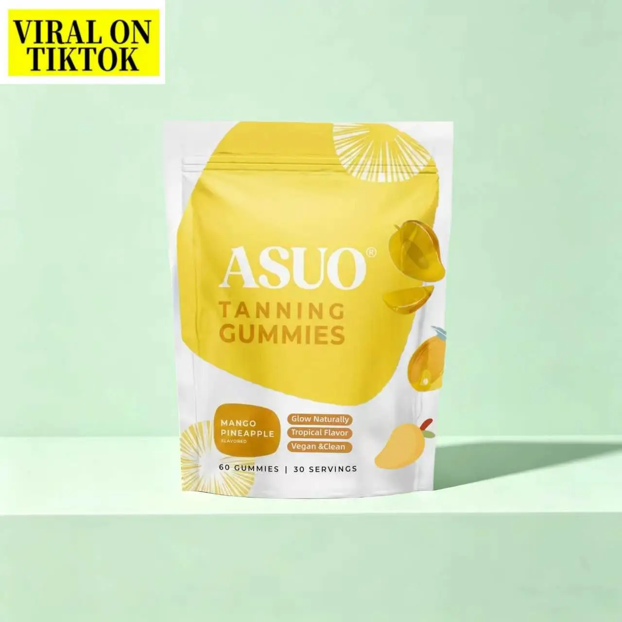 ASUO Edible Tanning Gummies for Women & Men - Natural Healthcare Dietary Skin Care Oral Self-Tan Supplements, Fast-Acting Melanin Boosters with Beta Carotene, Astaxanthin, Lycopene, Niacinamide (Sun-Free Alternative to Tanning Pills)