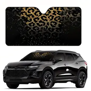 1pc, Leopard Print Car Windshield Sunshade, Windshield Shade Cover, with Golden-accented Printed Pattern, UV Protection, Stylish Design, Easy to Install, Foldable for Convenient Storage, Keeps Your Vehicle Cool, Ideal for Cars, SUVs, and Trucks