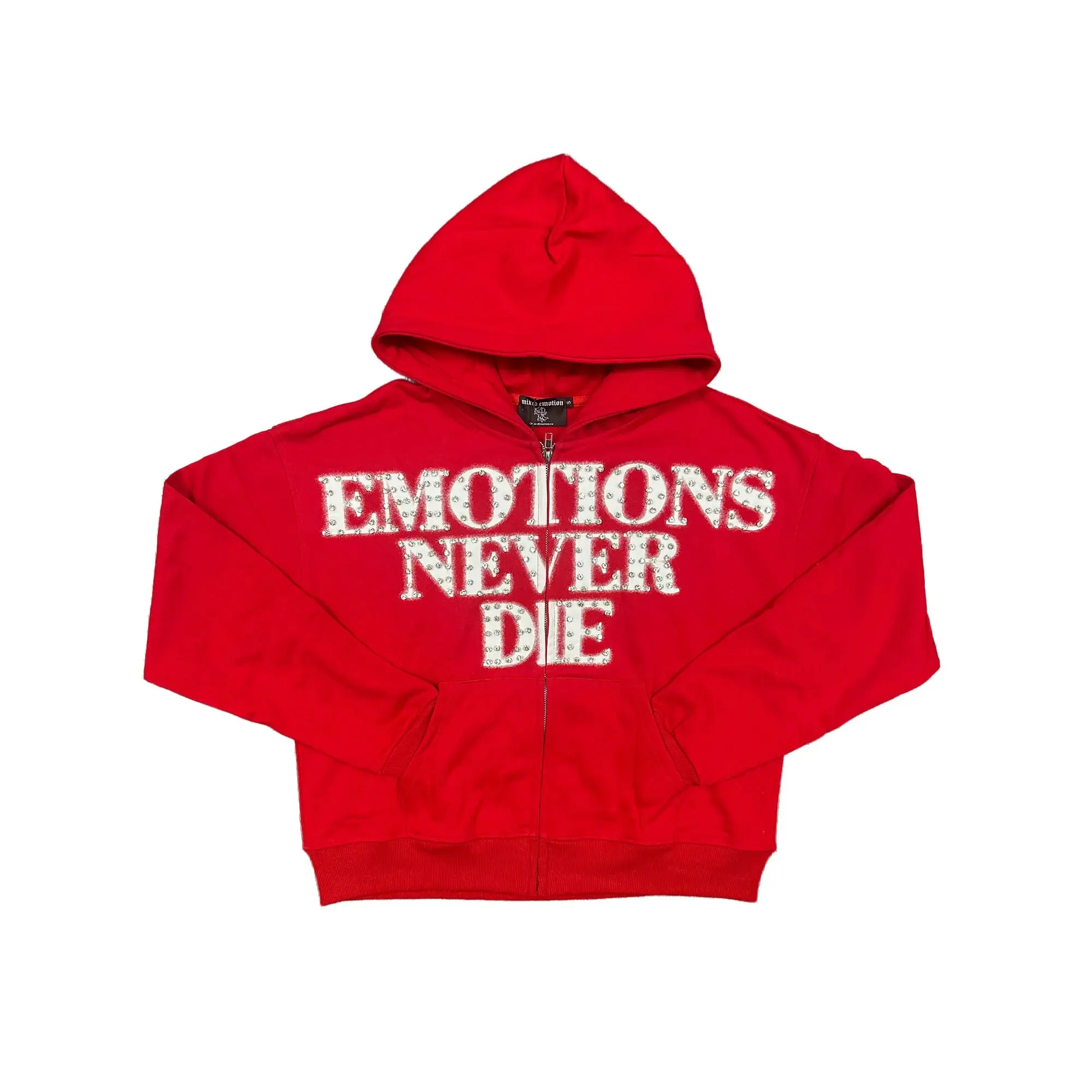 Mixed Emotions END Rhinestone Hoodie Red