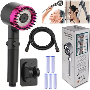 Multifunctional Massage Shower Head, Shower Head with 5 Filters - Pressurized Shower Head, 3 in 1 Adjustable Shower Head with Stainless Steel Hose for Shower Room, RV, Hotel Use